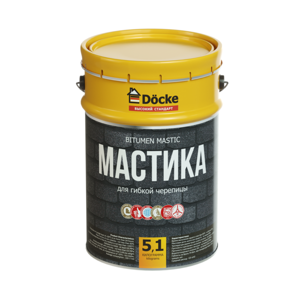 Мастика для гибкой черепицы Docke 5 л 5,1 кг